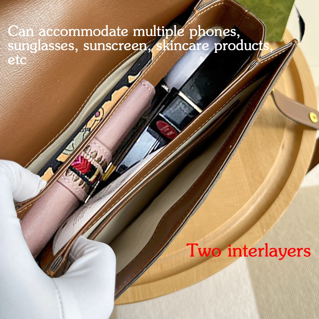 Fashion Brand Designer Leather Classic 1955 Messenger Bag Shoulder Bag Large Capacity Horsebit Design Handbag Small Square Bag