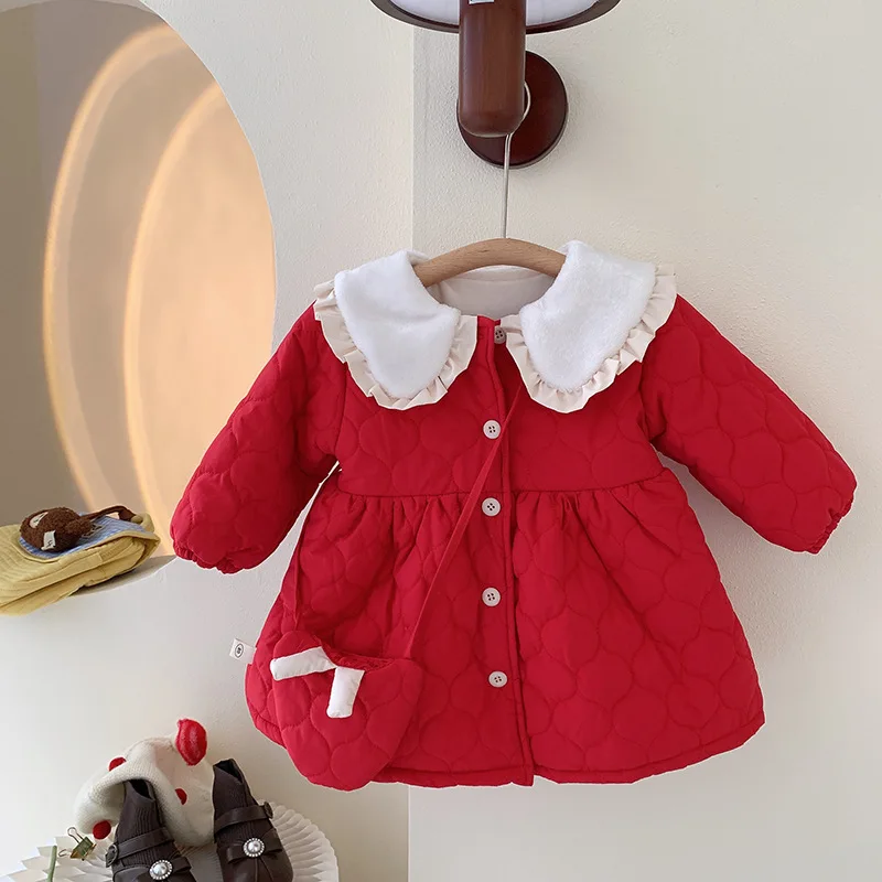 

Зимнее мягкое платье с вышивкой, модель 2022 года, с ранец, утепленное теплое платье для маленьких девочек, с длинным рукавом, с подкладкой для ...