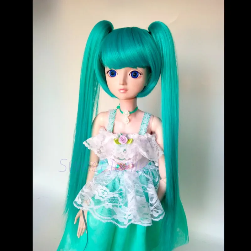 

BJD Wigs Green High Temperature Fiber Long Straight Pigtail Hair For 1/3 1/4 1/6 BJD SD DD MSD MDD YOSD wigs doll accessories