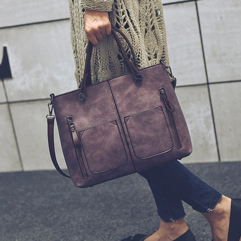 

Vintage Luxury Handbag Female Causal Totes Bag Leather Women Handbag Messenger Bag Clutch Handbags Winter Bolsa Feminina