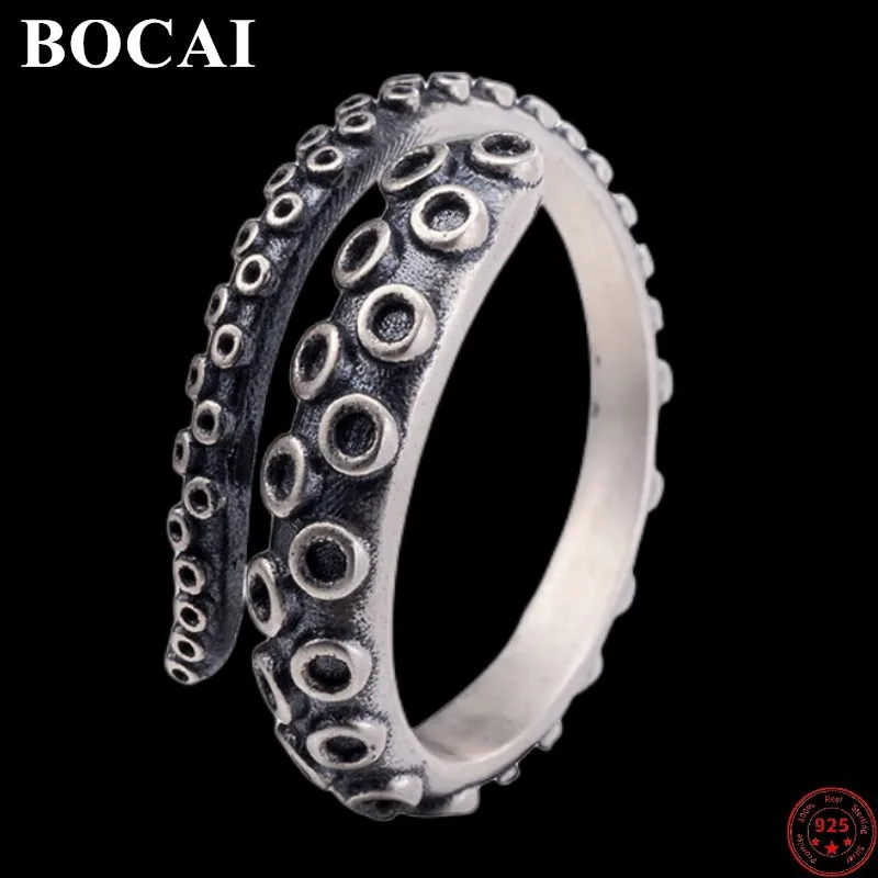 Мужское и женское кольцо из серебра 925 пробы с осьминогом