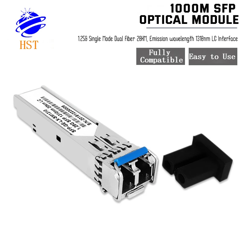 

HST 1000M Single-mode Dual-fiber SFP 1.25G Optical Module Compatible with Huawei H3C Huasan 1310nm 20KM LC Interface