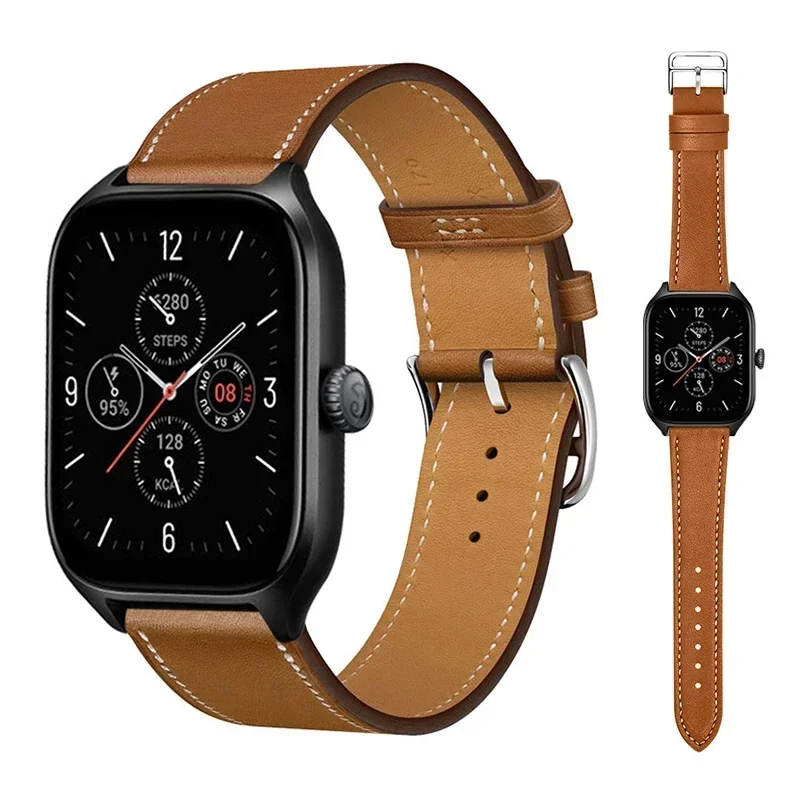 Фото Кожаный ремешок для Amazfit GTS 4/GTR 4/3/2 Mini/Pro/stratos/Balance Sport Correa 20 мм/22 мм ремешок для часов Amazfit bip 5-3 pro-U №3