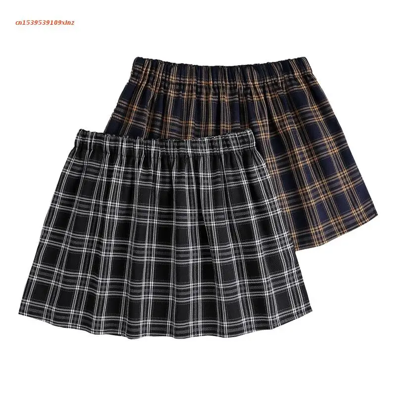 

All-matching Shirt Extender Women's Layering False Top Lower Sweep Plaid Skirts