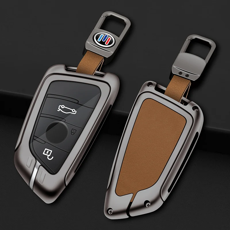 

Metal Leather Car Smart Key Case Cover For BMW X1 X3 X5 X6 X7 1 3 5 7 Series G20 G30 G01 G02 G05 F15 F16 G07 G32 Protector Shell