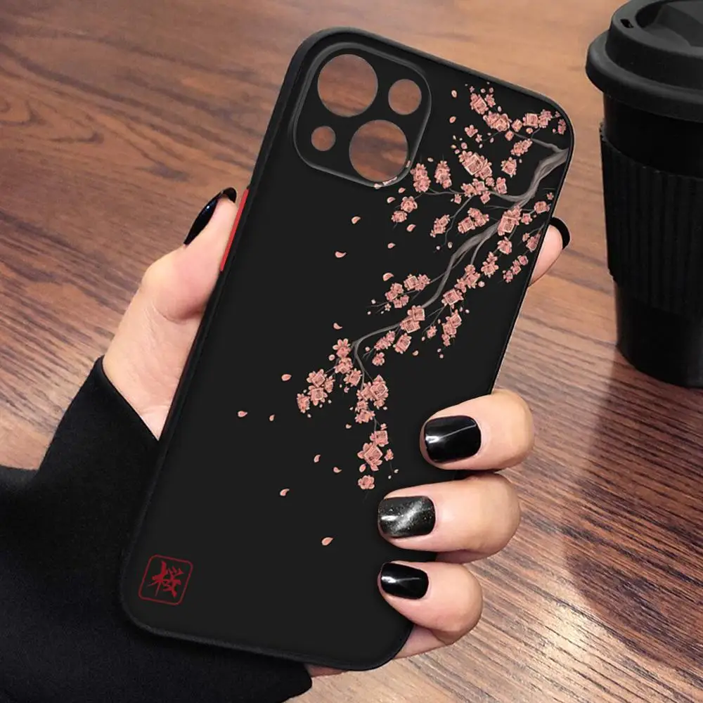 Розовый чехол для телефона Сакура в японском стиле iPhone 15 14 11 12 Pro 13 16 MAX XR XS