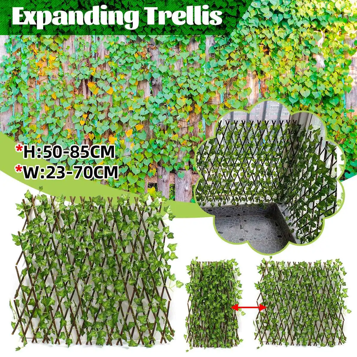 

Climbing Frame Gardening Plant Decor Retractable Artificial Garden Trellis Fence Expandable Faux Ivy Privacy Fence Wood Vines