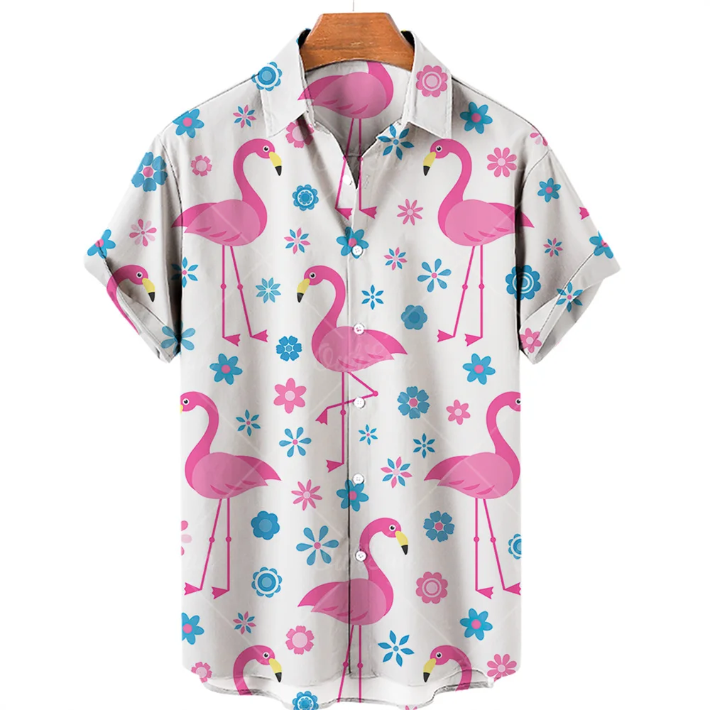 Unisex 2022 Hawaiian Shirt Men Women Cat Crane Print Shirt Fashion Short Sleeve Summer Loose Breathable Shirt Top Men 5xl