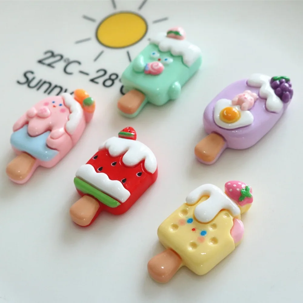 Фото 10 шт., милый мультфильм Kawaii, мороженое, фрукты, плоская задняя часть, смола, сделай сам, кабошоны для скрапбукинга, украшения, аксессуары №5