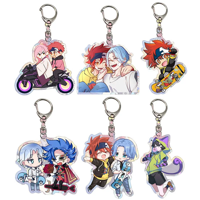 

Anime SK8 The Infinity Keychain For Women Men Acrylic Cartoon Figure Zinc Alloy Car Key Holder Q Version Infinite Skateboard Set
