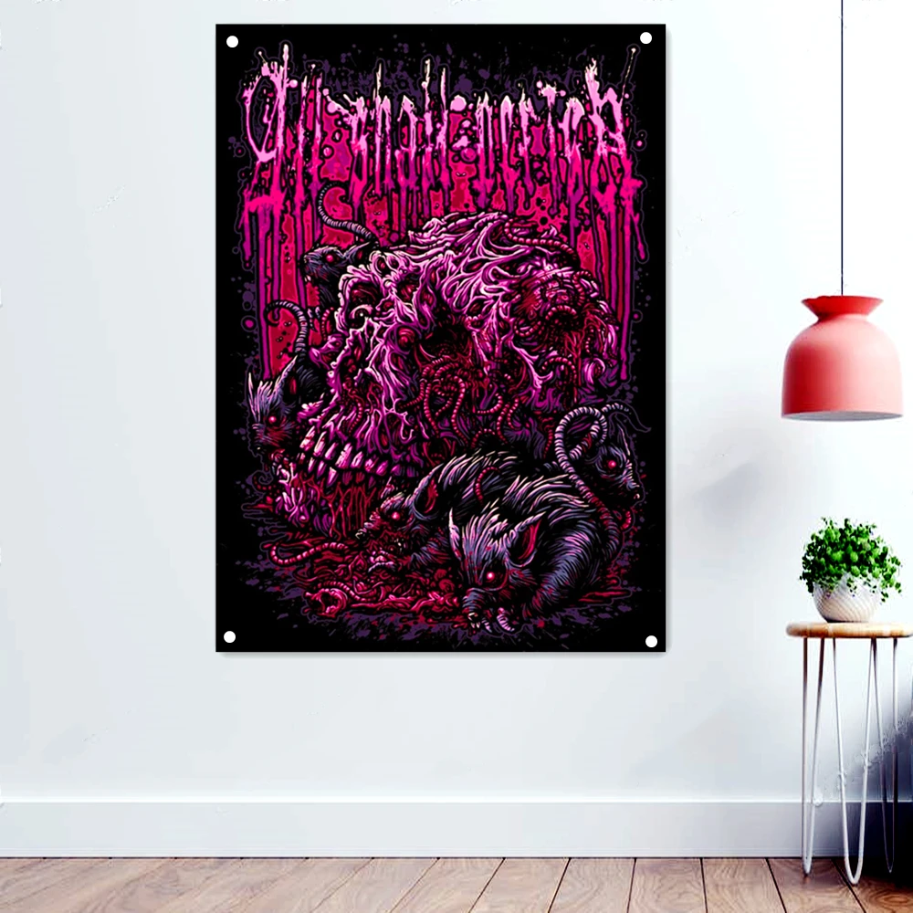 

Картина с кровавым черепом в темноте, искусство на стену, подвесная фотография, мраморное искусство, постер для музыки, настенное украшение