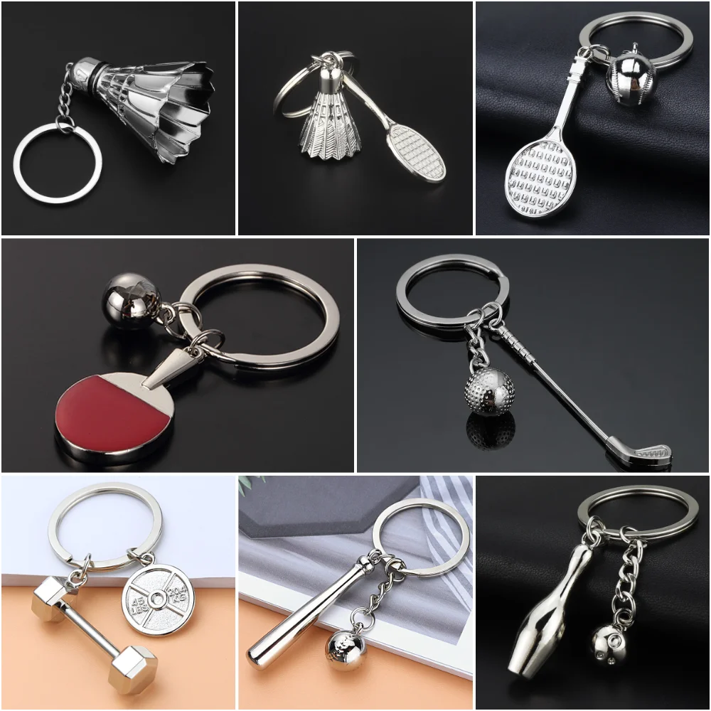 Tennis Dumbbell Sports Key Ring Women Men Car Bag Phone Case Pendent