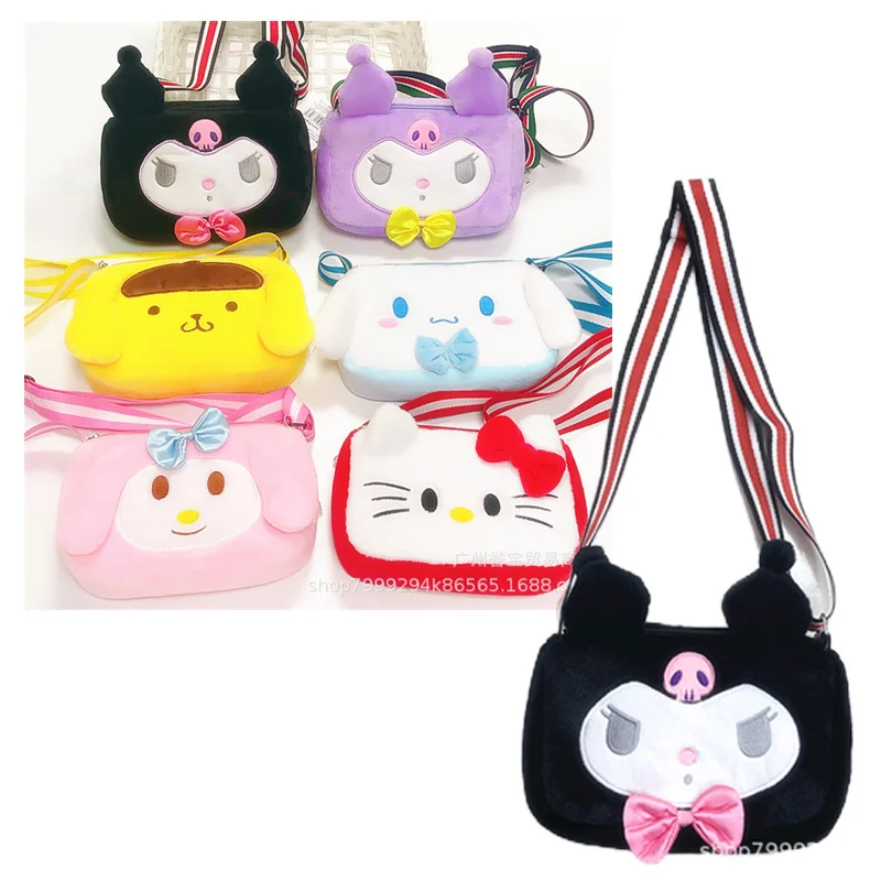 

Kawaii аниме My Melody Корица Kuromi пурин собака плюшевые игрушки сумка для телефона мультфильм Милая наклонная Наплечная Сумка для девушек сумка дл...