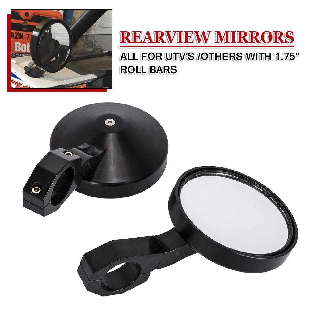 

Adjustable Rotatable 1.75" Heavy Duty Rear view Mirrors UTV Wide View Round Clamp Side Mirror For Polaris RZR Ranger XP4 XP1000