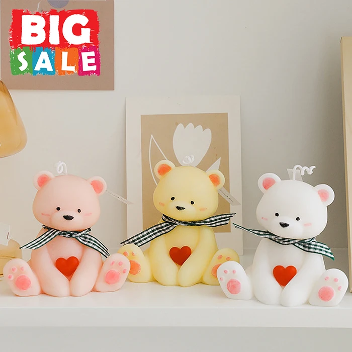 

3D Bear Aromatherapy Scented Candle Natural Candle Handmade Candle Bear Shaped Cake Topper Candle Birthday Wedding Party Decor