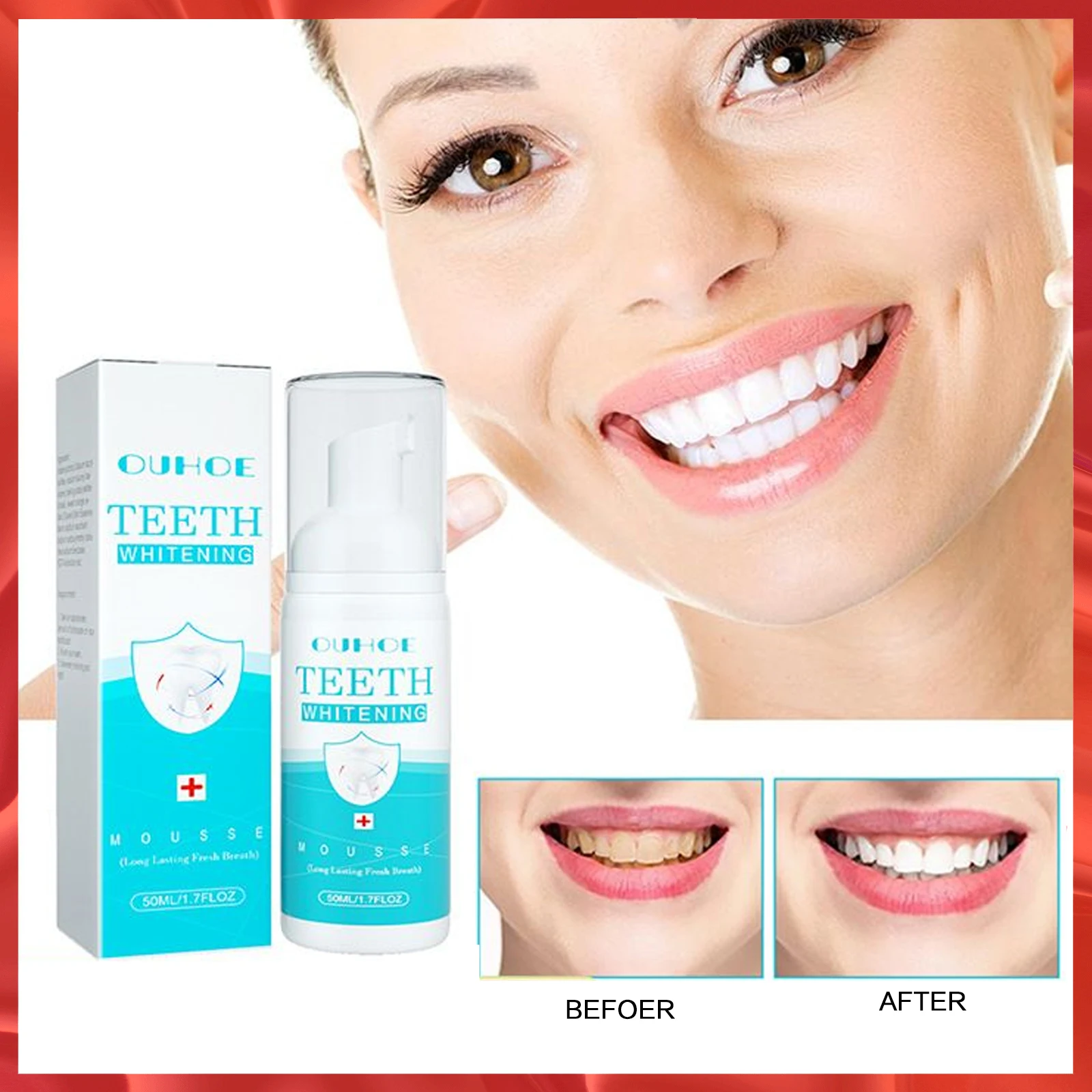 

Foam Toothpaste Whitening Deep Oral Cavity Cleansing Repair Freshen Breath Removes Stains Ultra-Fine Mousse Foam Toothpaste 50ml