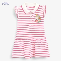 little maven summer baby girls clothes toddler red striped soft cotton unicorn vestido dress for kids 2 3 4 5 6 7 years