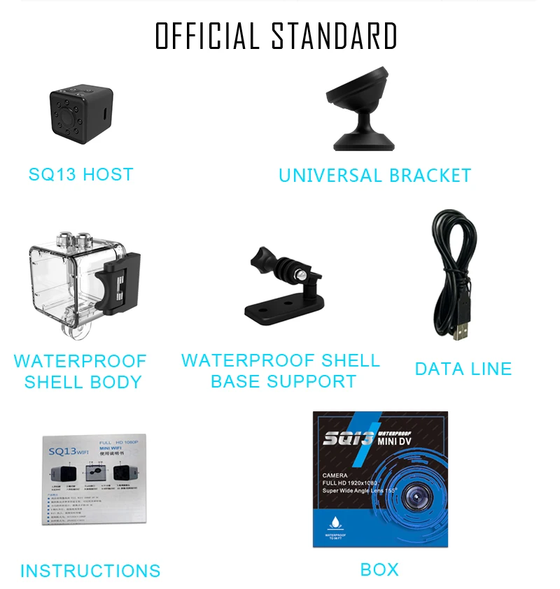 Оригинальная мини-камера SQ13 Wi-Fi Full HD 1080P Спортивная видеокамера 155 ночное видение