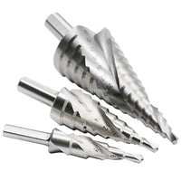 hss spiral groove wood metal hole cutter step drill bit 3pcs pagoda drill hexagon screw drill core drilling tool