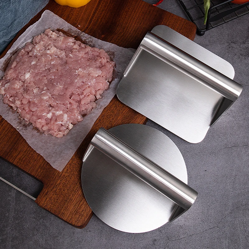 

Пресс для мяса, Круглый квадратный пресс для бургеров, пресс для мяса, говядины, гриля, пресс для бургеров, кухонные принадлежности, ручной г...