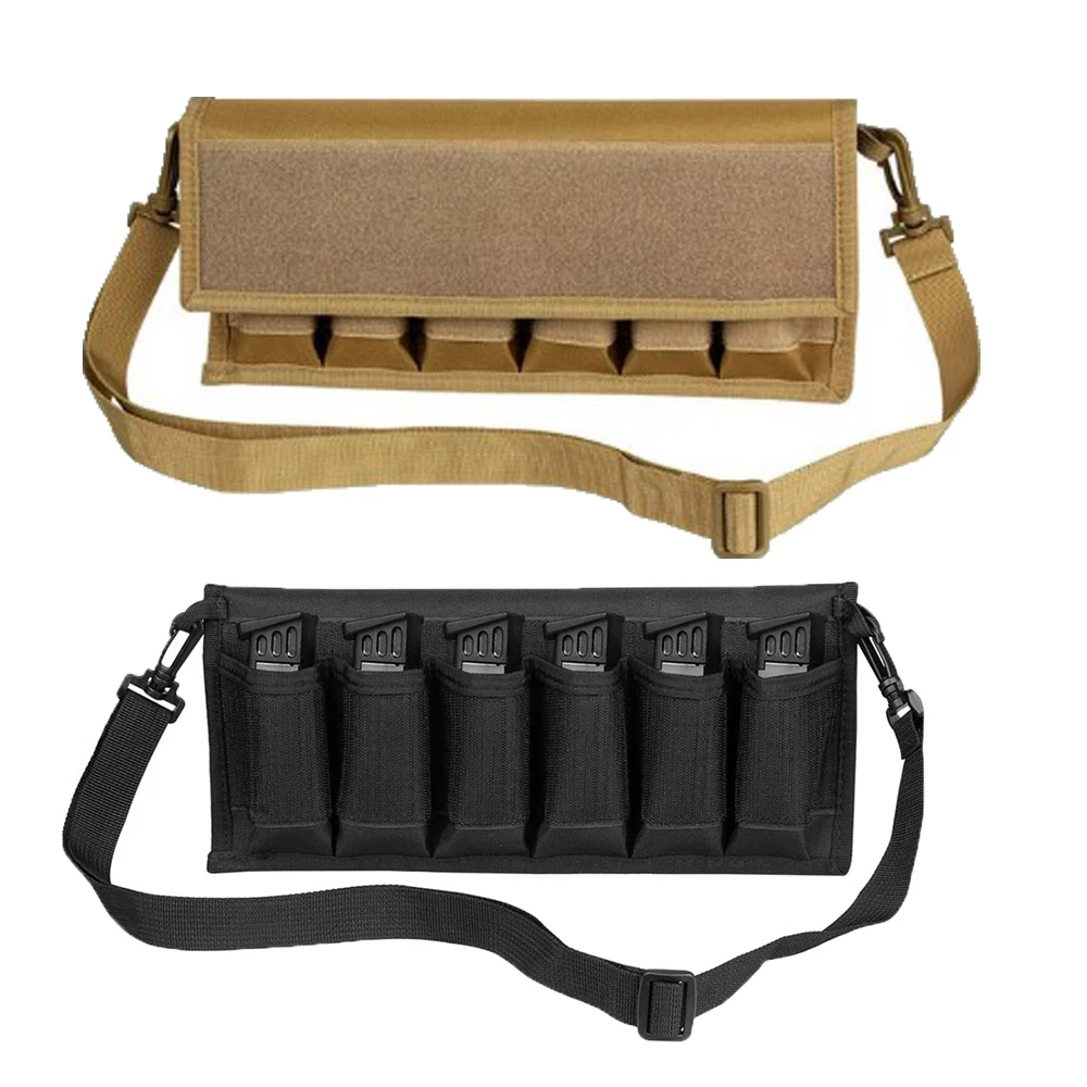 

6 Slots Tactical Pistol Magazine Storage Pouch 9mm Mag Pouch Military Sling Shoulder Bag for Airsoft Paintball Hunting Shooting