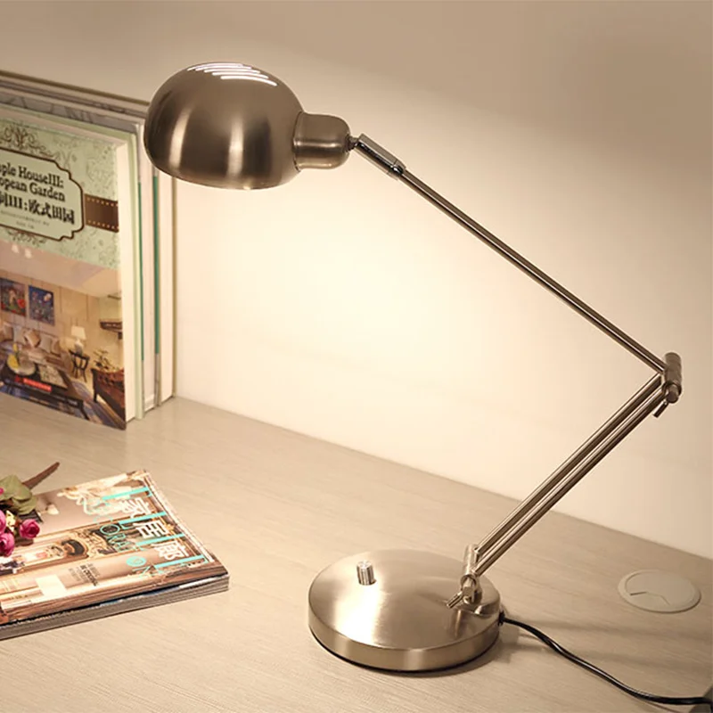 

Black/Silver Modern Led Table Lamp with Adjustable Arm Eye protection Desk lamp E27 Edion Bulb for Reading Night light lamp 220V