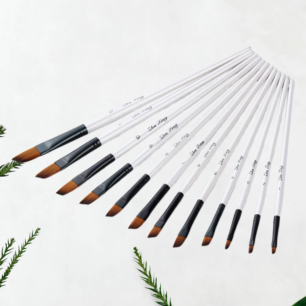 12 Pcs Canvas Sets Painting Brushes Kids Bulk Brushes Oil Brush Roller Bamboo Acrylic Painting Brush Set Child