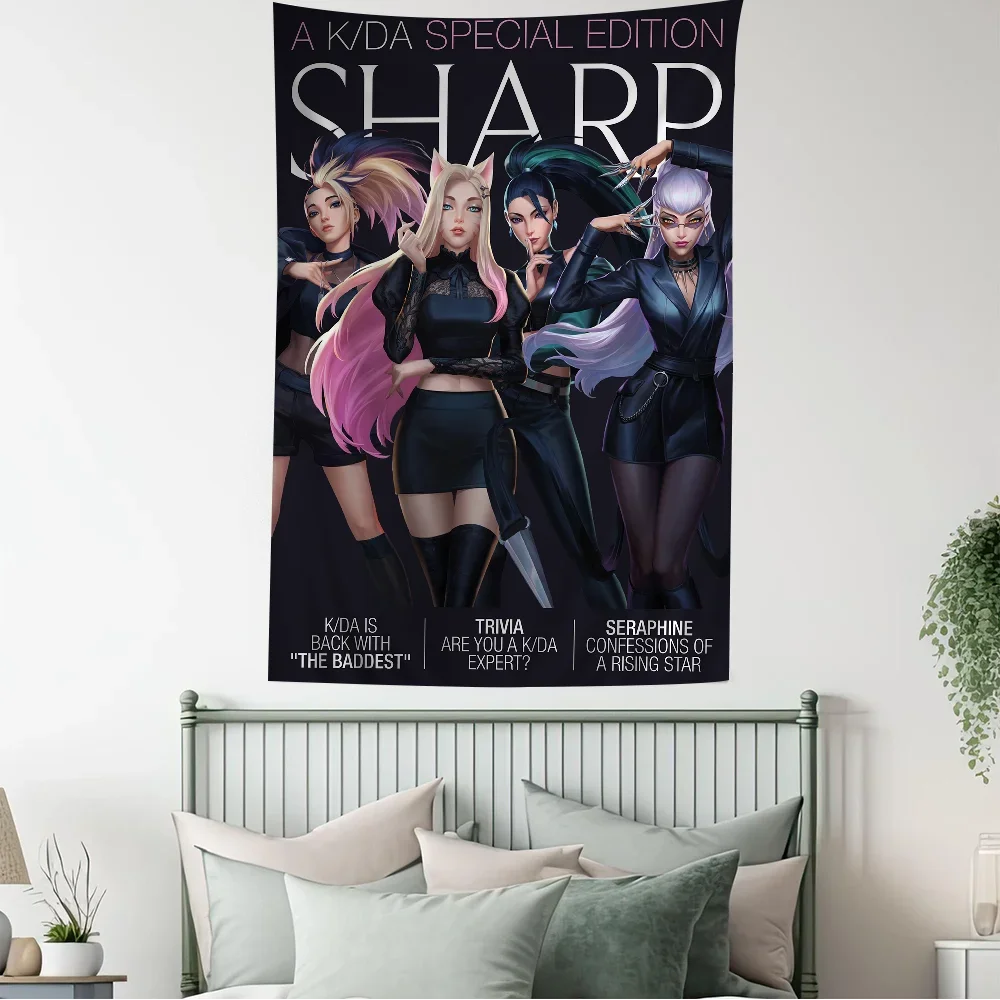 L-LOL-KDA Kaisa Ahri Akali Аниме Гобелен Богемный Настенный Декор Индийский Дизайн Будды