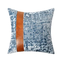 4545cm velvet pu patchwork cushion cover home parlor sofa throw pillow case faux leather striped luxury decorative pillowcase