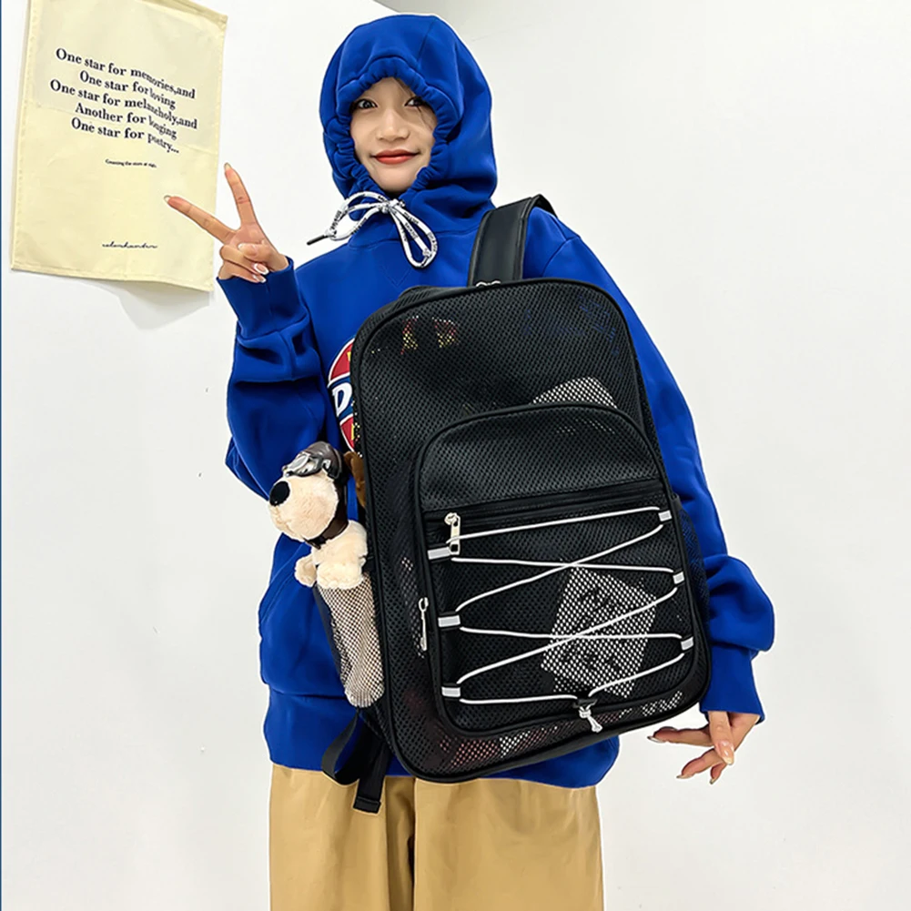 

Сетчатый Рюкзак-кошелек, удобная портативная сумка через плечо для тренажерного зала, многофункциональная износостойкая сумка большой вместимости для спорта на открытом воздухе