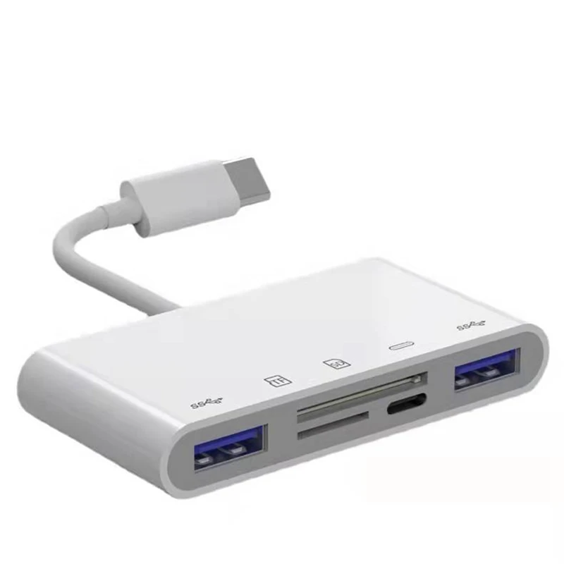 

5-в-1 устройство для чтения SD-карт-USB 3,0 OTG адаптер кардридер со слотами для Micro-SD/TF-карт, порт для быстрой зарядки для Iphone/Android