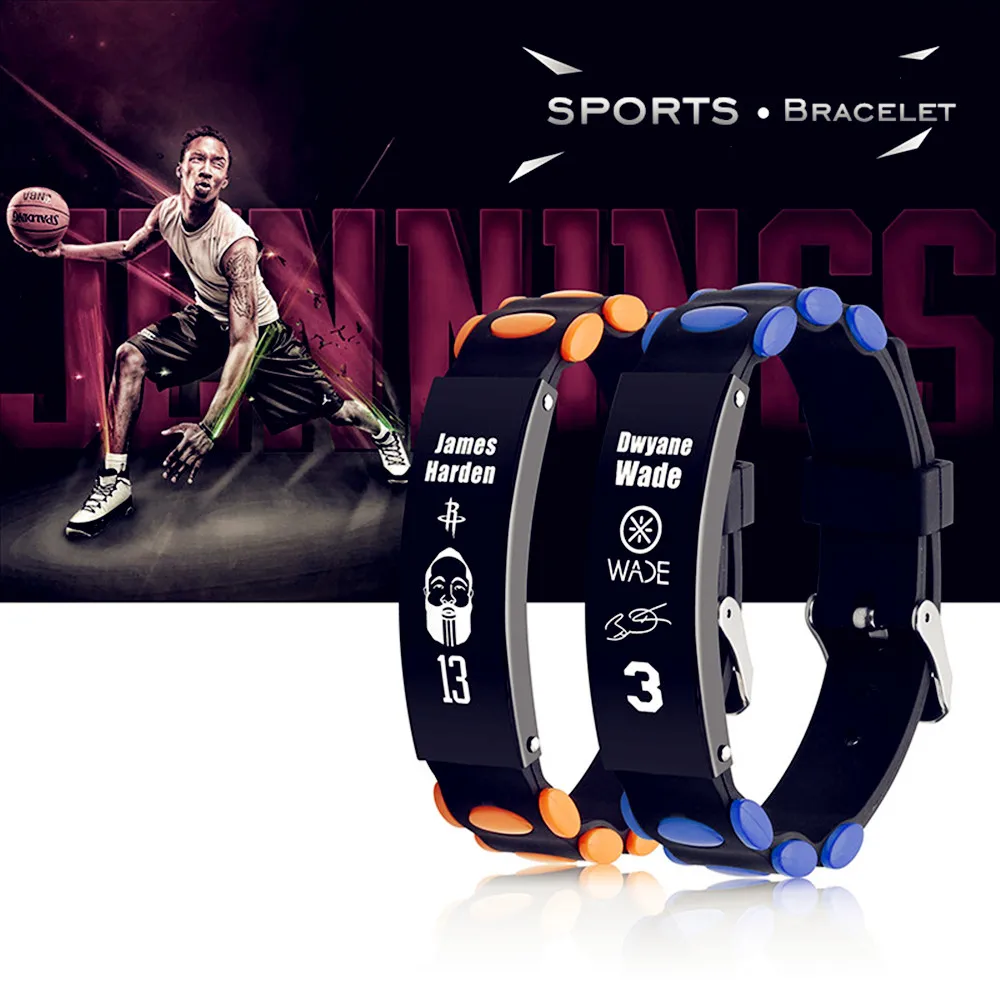 

Basketballl Star Player Bracelet Stainless Steel Adjustable Wristband Multicolor Sports Bracelet