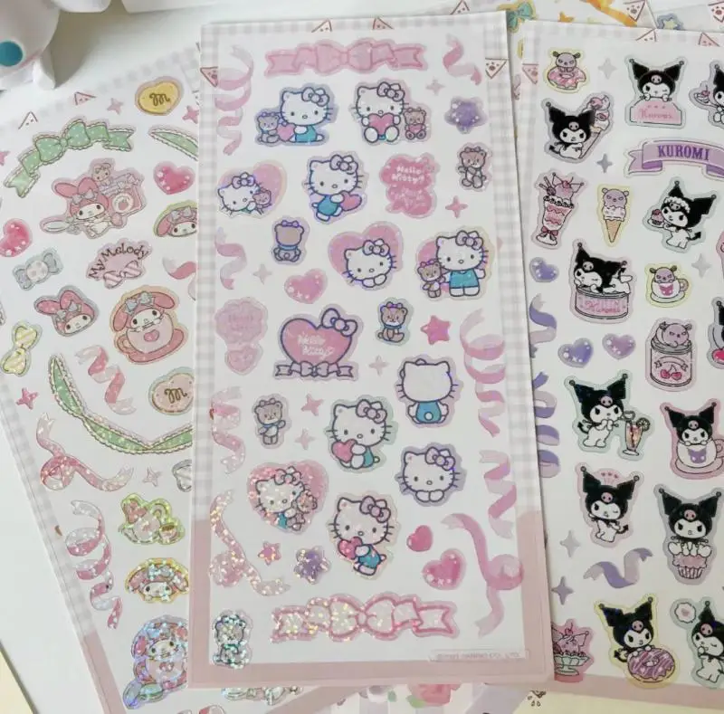 

Kawaii Kuromi Sanrio Anime Hello Kitty My Melody Cinnamoroll Girly Heart Cute Cartoon Decorative Stickers Toy for Girls