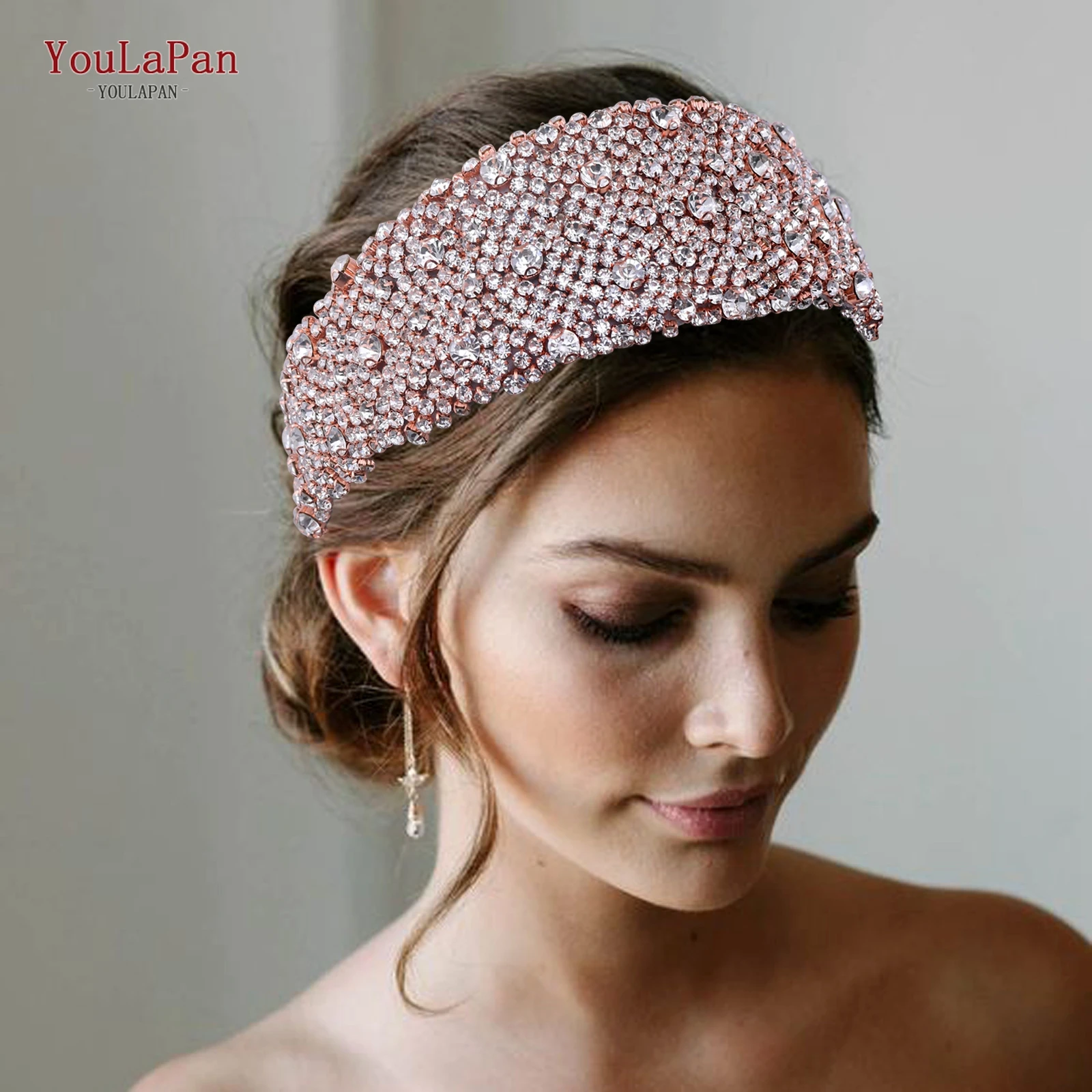 

TOPQUEEN HP363 Bridal Hairbands Wedding Hair Accessories Wide Rhinestone Headband for Woman Crystal Head Hoop Brides Headdress