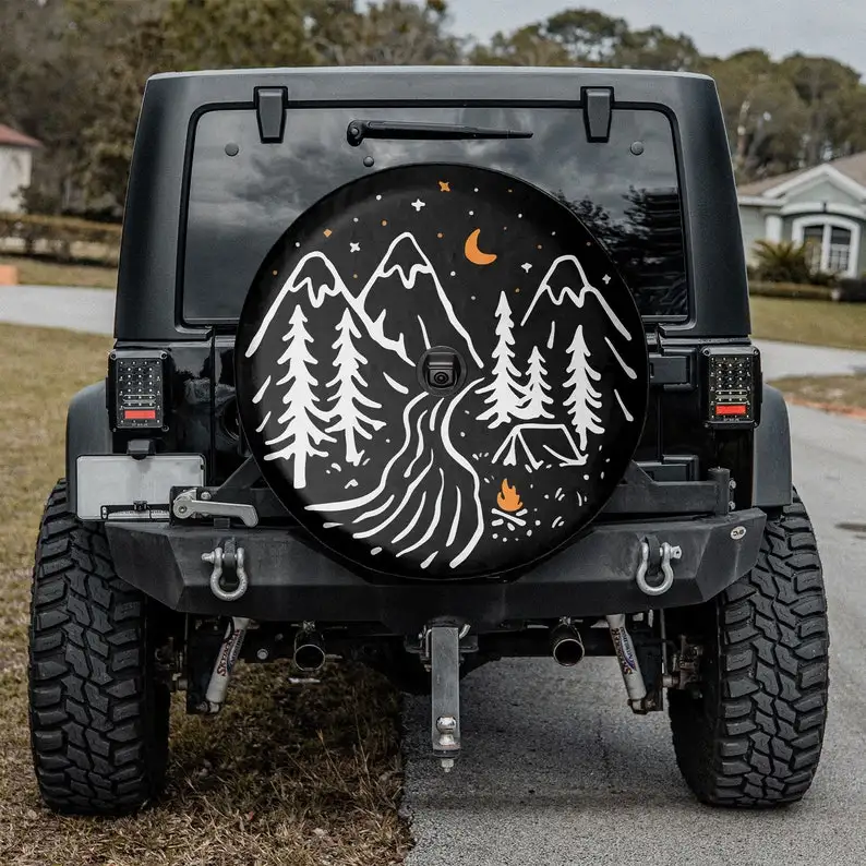 

Подарок отцу за звездную ночь в кемпинге, подарок для любителей джипа, подарок на Хэллоуин, персонализированный Чехол с запасными шинами, по...