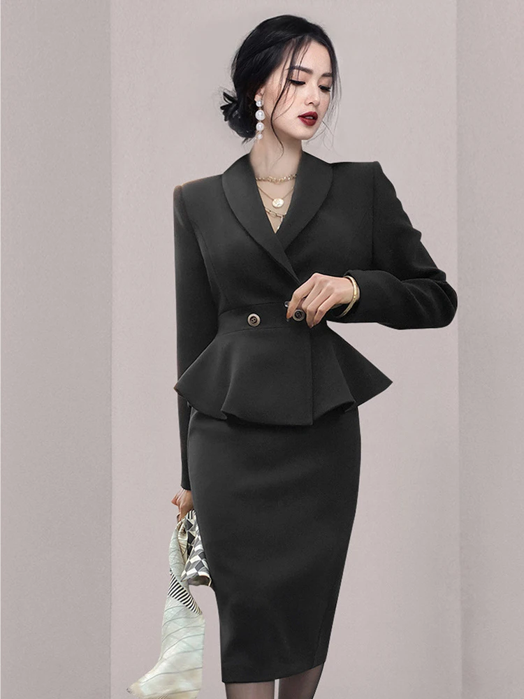 Женский костюм из двух предметов DEAT топ с оборками по краям и длинным рукавом