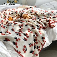 cherry strawberry thin blanket christmas red knitted jacquard three dimensional autumn and winter childrens leisure blankets