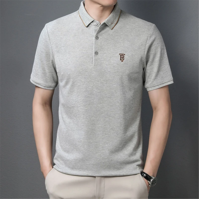 

2023 New Arrival Men Polo Shirt Cotton Short Sleeve Collar Shirt Solid Casual Polo Shirt for Man Korean Style Clothing