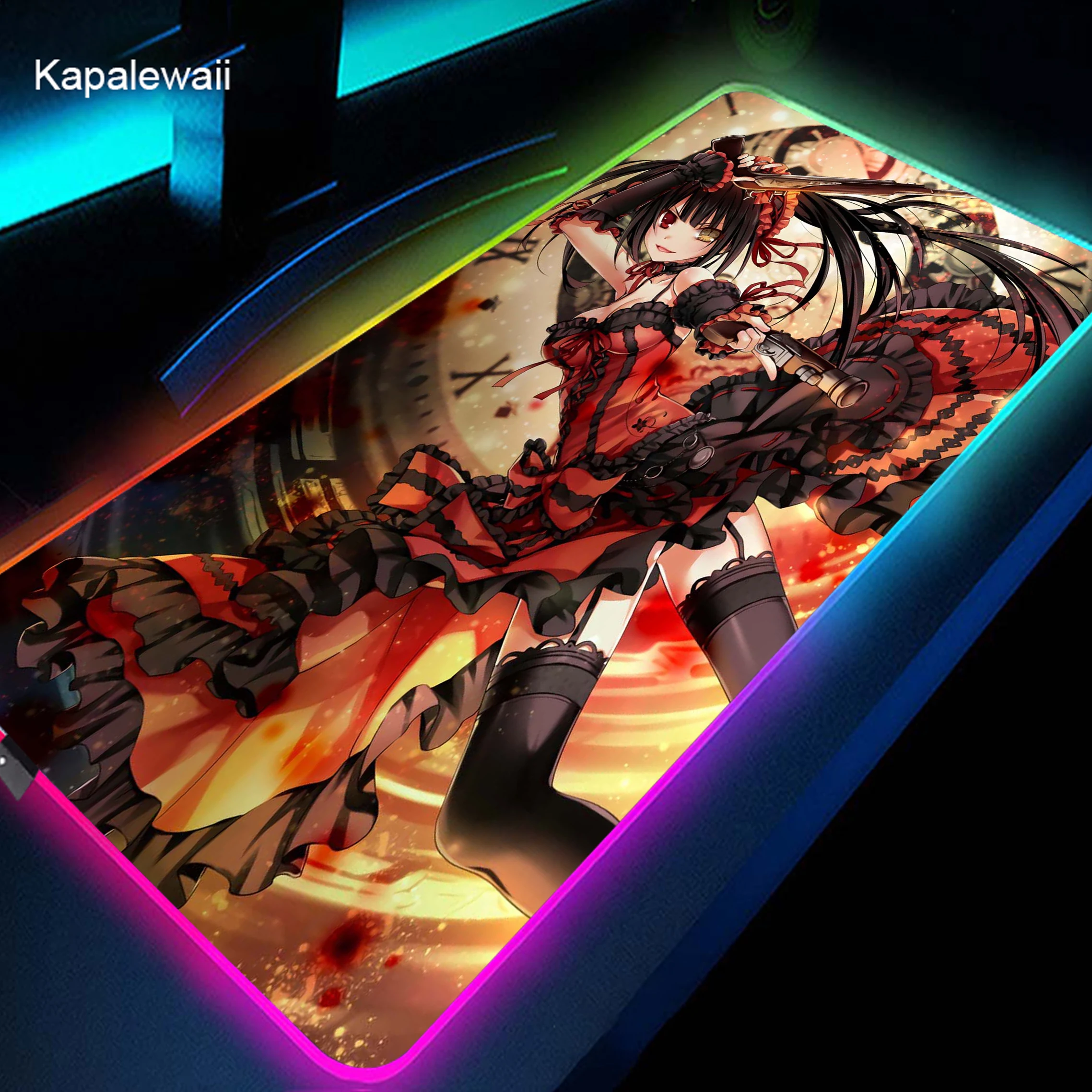 

RGB Computer Gaming Mousepad Large Mouse Pad Date a Live Gamer XXL Mouse Carpet Big Mause Mats PC Desk Play Mat With Backlit