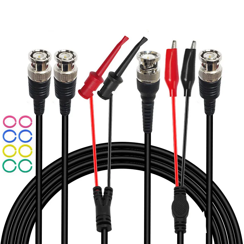 

P1260 BNC Test Lead Kit Safety BNC to Alligator Clip Test Hook Clip Coaxial Cable with Color Rings DIY Electronic Test