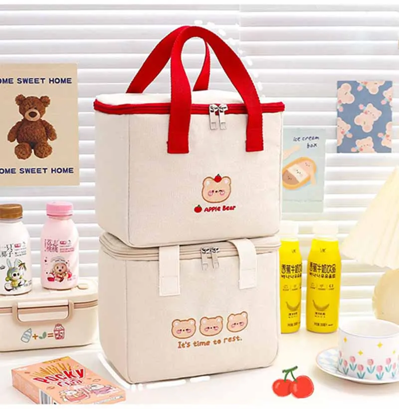 

Kawaii Cartoon Insulation Bag Thickened Portable Fresh-keeping Bento Box Drawstring Bag Stable Outdoor Lunch Picnic Storage Bag