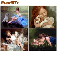 ruopoty pictures by number girl kits painting by number figure diy frame modern drawing on canvas handpainted art gift