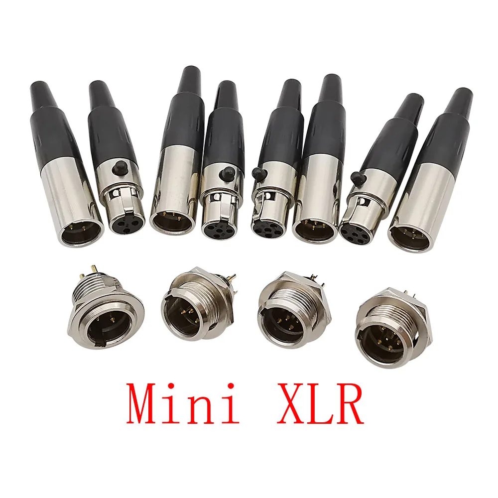 1 пара мини XLR 3/4/5/6 контактный штекер женский аудио разъем для микрофона разъемы