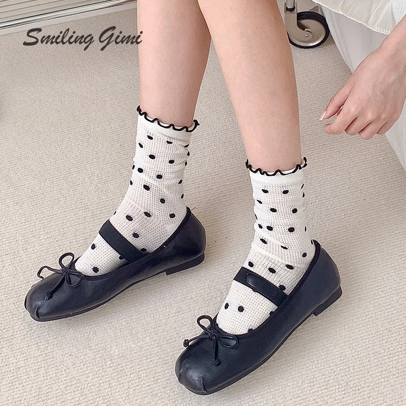 

Spot Summer Women's Socks Thin and Breathable with Color Dots and Slight Transparency Paired with Ballet Shoes and Stacked Socks