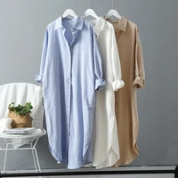 white shirt dress for women linen cotton clothing 2022 spring summer casual vintage oversized pure long maxi dresses robe