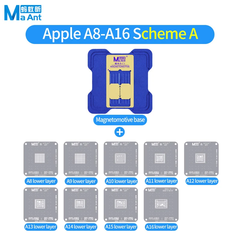

MaAnt C1 Магнитный процессор BGA трафарет Комплект платформы для iPhone A8-A16 Hisilicon Qualcomm MTK EMMC телефон стальная сетка ремонт
