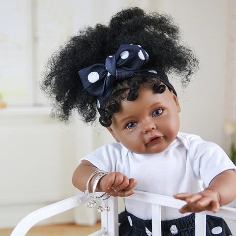 Кукла Bebes с 24-дюймовой черной кожей, Детская кукла реборн на сенсорном экране, игрушка для косплея, кролик, малыш, подарок на день рождения
