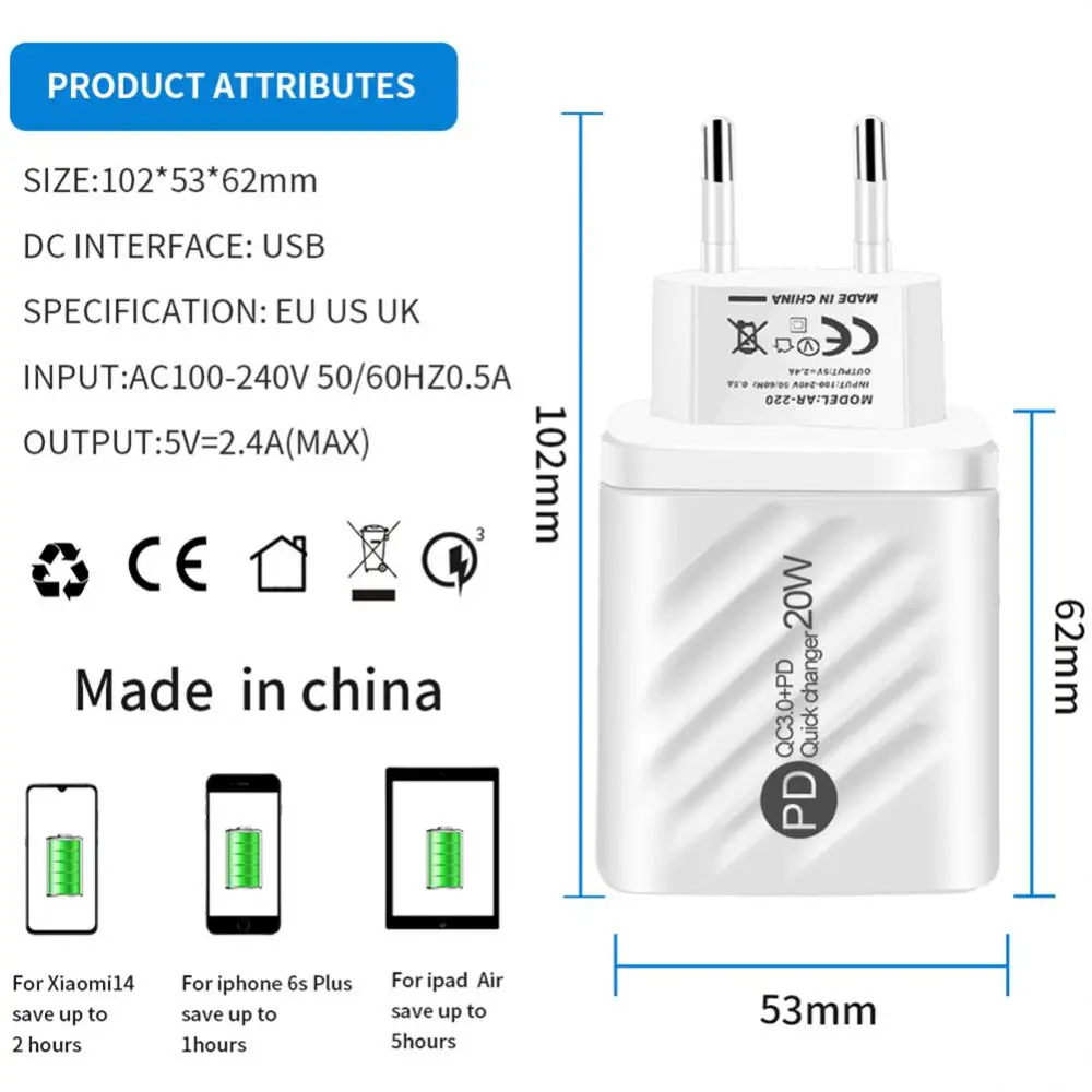 20W Fast Charger Travel Adapter Portable USB C Charger Type C PD Fast Charging For iPhone 13 12 Max 11 Mini 8 Plus USB C Charger images - 6