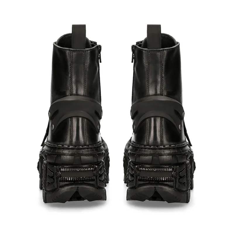 Черные мужские ботильоны в стиле ретро женские с металлическими украшениями на