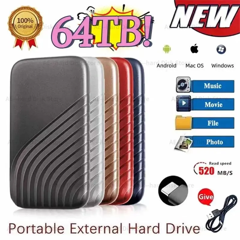 

New Portable SSD External Solid State Drives 2TB 4TB 128TB Hard Drive High-Speed 8TB 16TB Hard Disks For Laptops Notebook